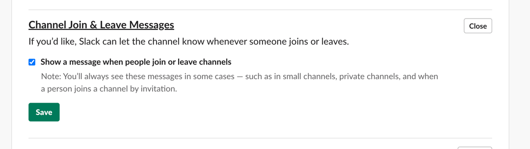 Preferences and Management of User Joined Channel Notifications in Slack Communities