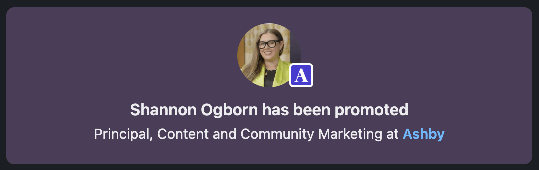 Congratulations to Shannon O. on Promotion and Ashby’s Strong Progress