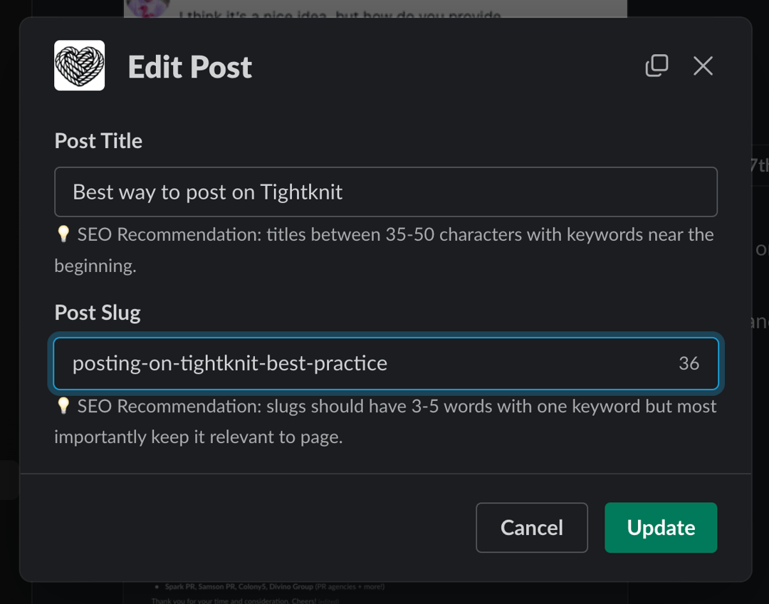 Admins can now edit post titles and slugs for better SEO performance
