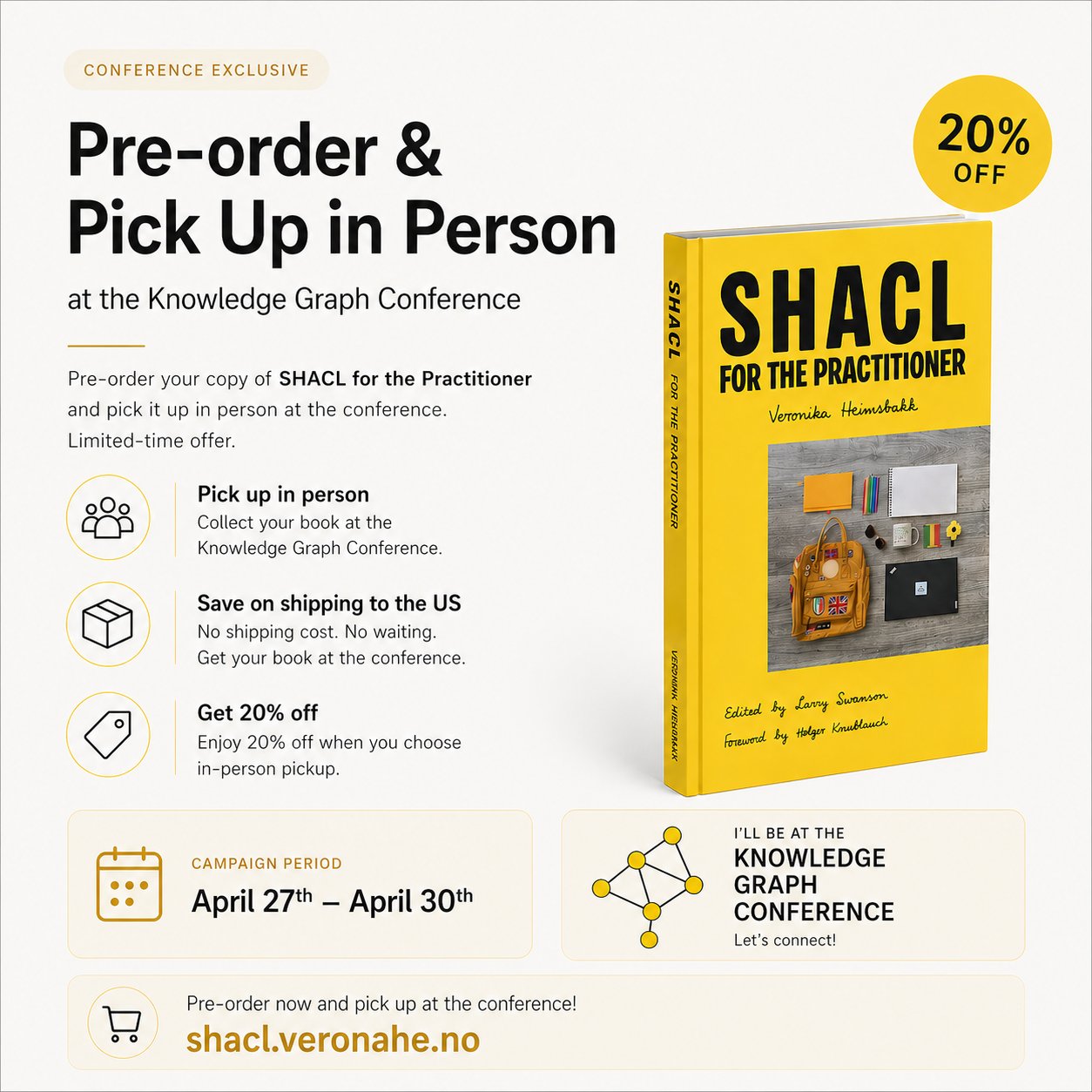 Conference Offer: Pre-Order SHACL for the Practitioner with 20% Off at The Knowledge Graph Conference