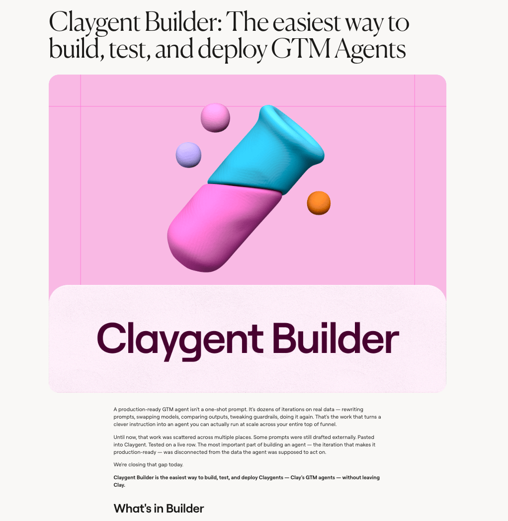 Claygent Builder is Live: Build, Test, and Deploy GTM Agents in Natural Language with Clay