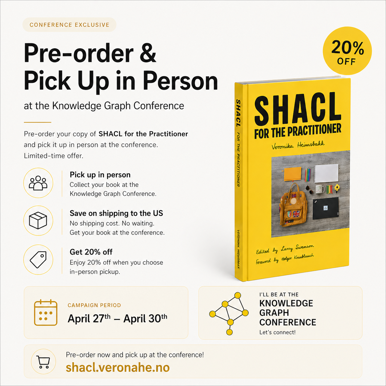 Conference Offer: Pre-Order SHACL for the Practitioner with 20% Off at The Knowledge Graph Conference