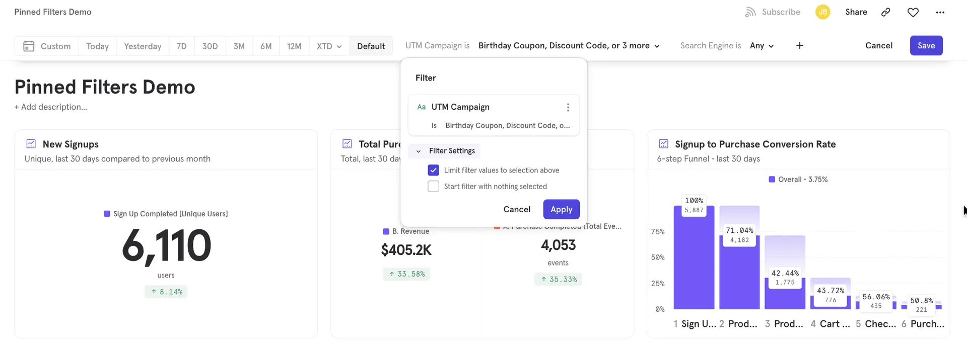 New Mixpanel Board Customization Options for Enhanced Filtering