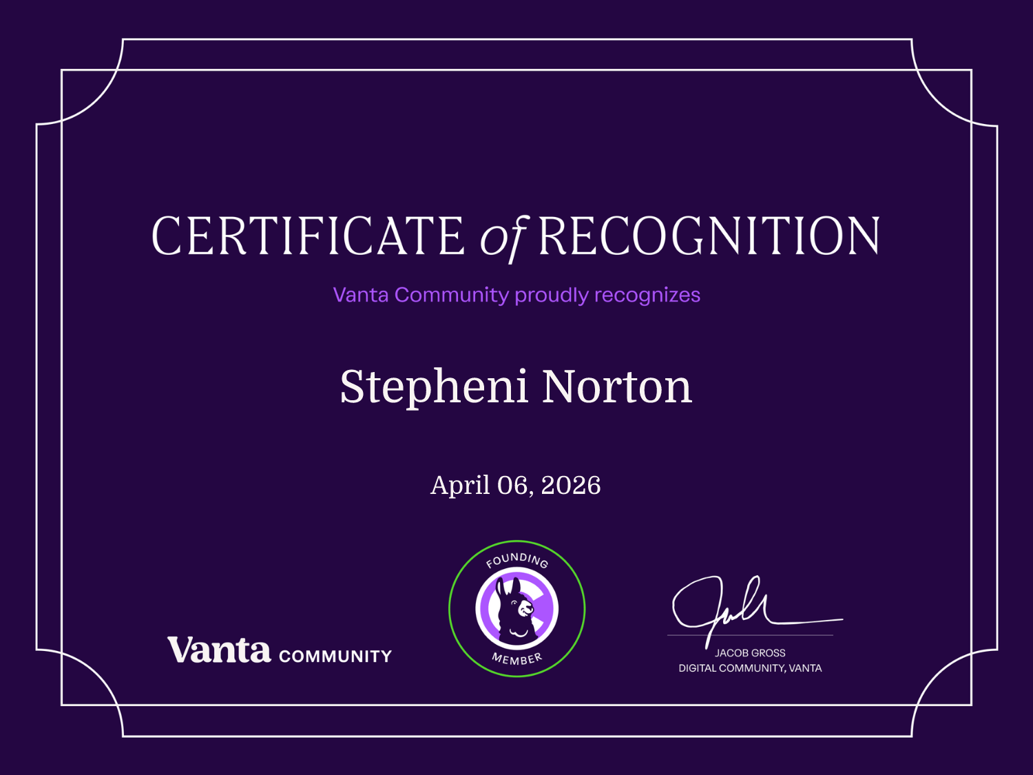 Founding Member Certificate