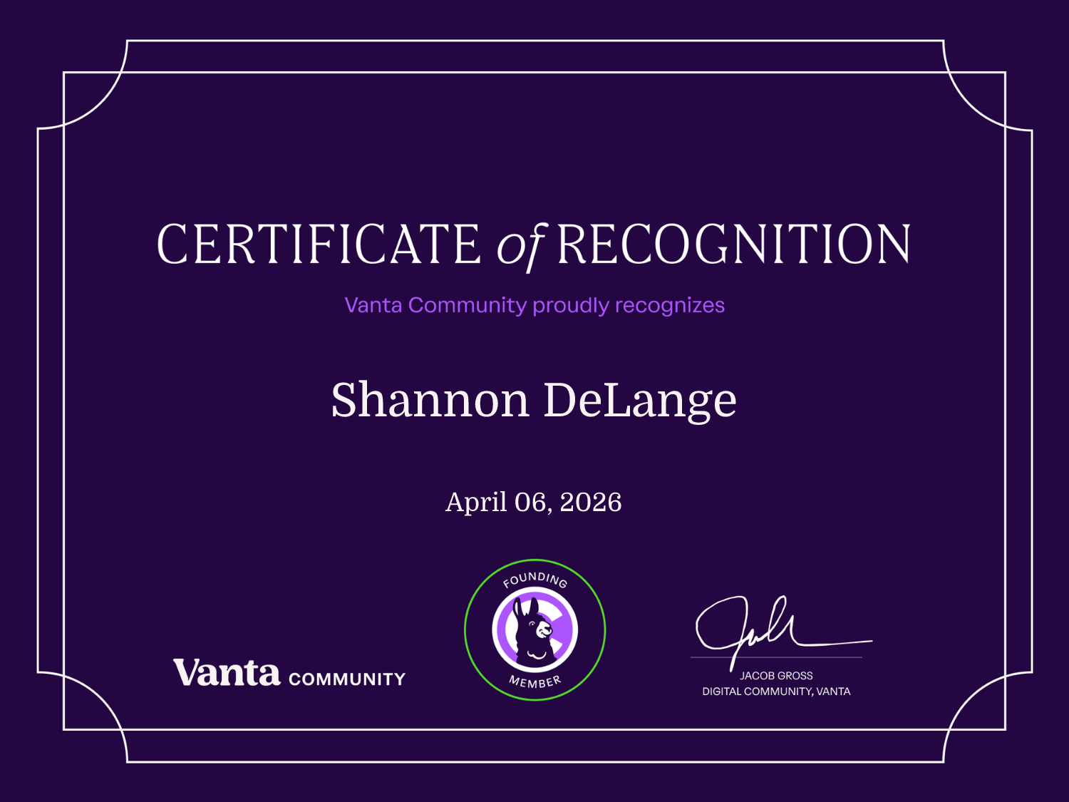 Founding Member Certificate