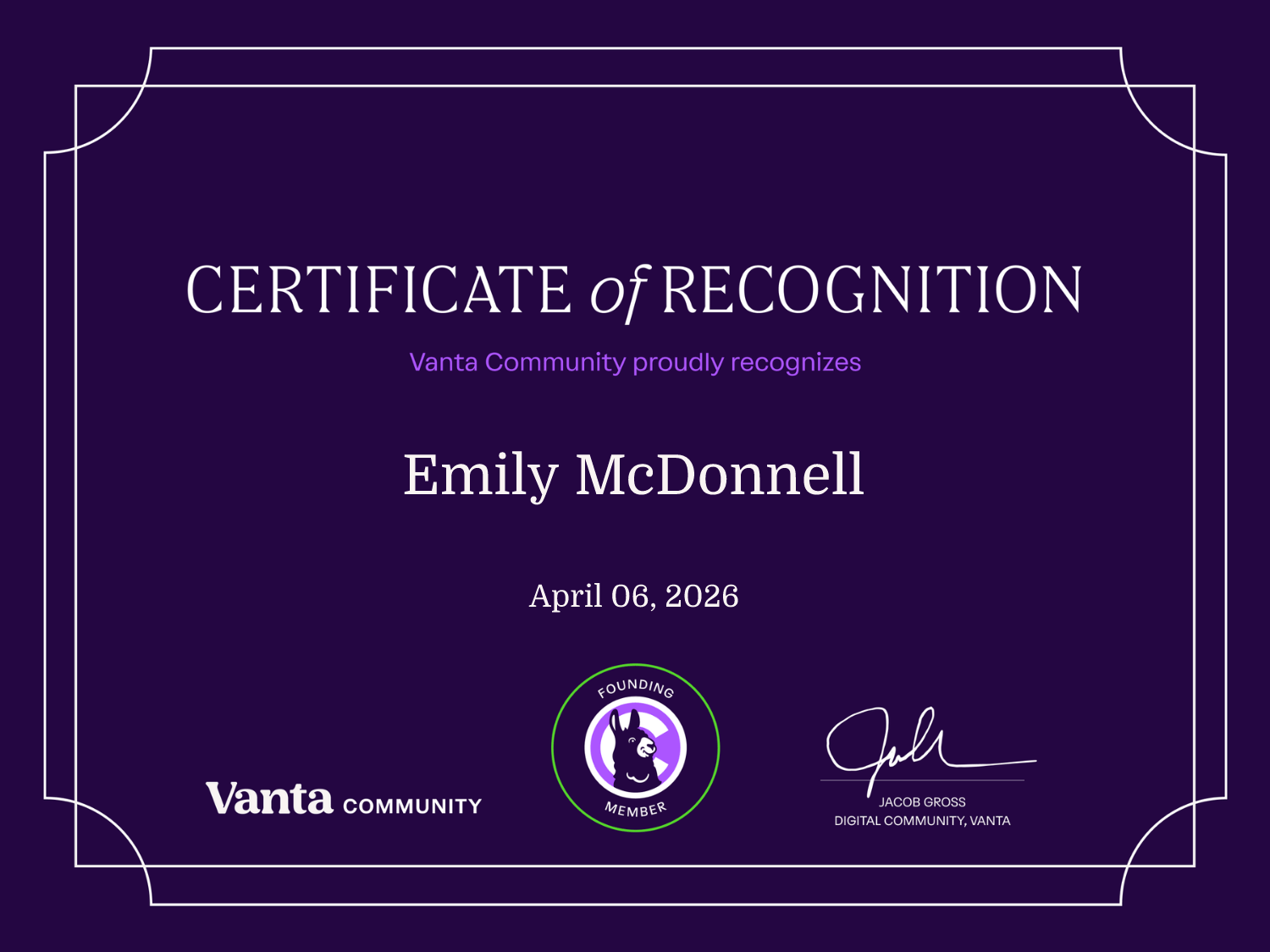 Founding Member Certificate