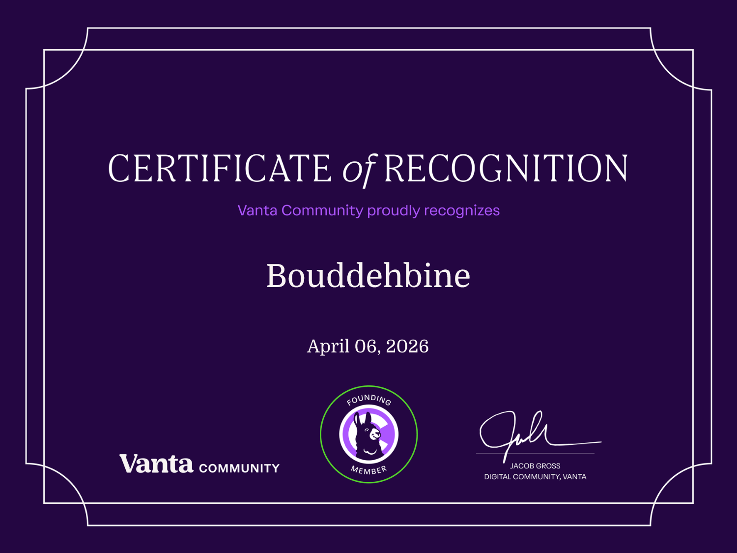 Founding Member Certificate
