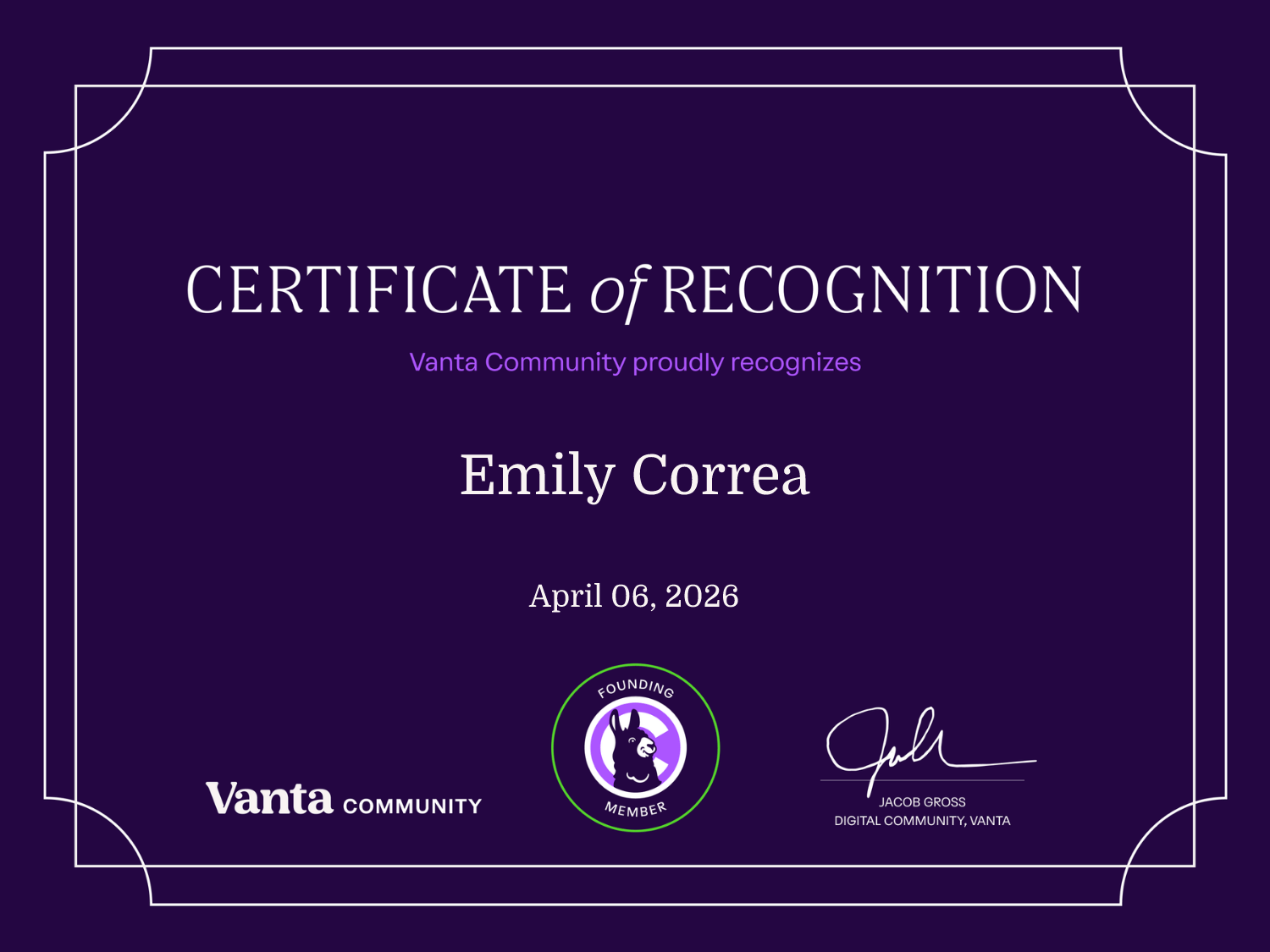 Founding Member Certificate