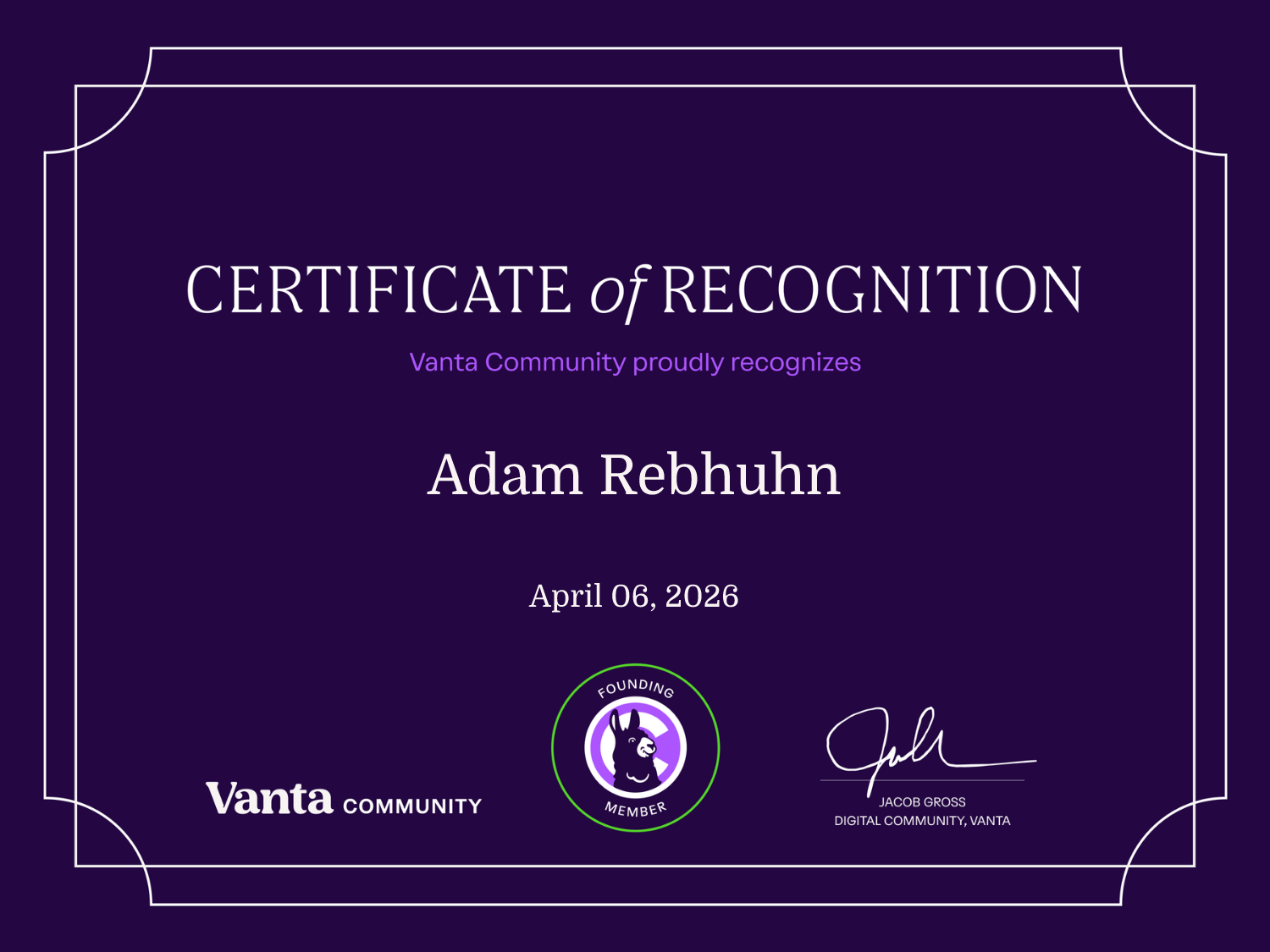 Founding Member Certificate