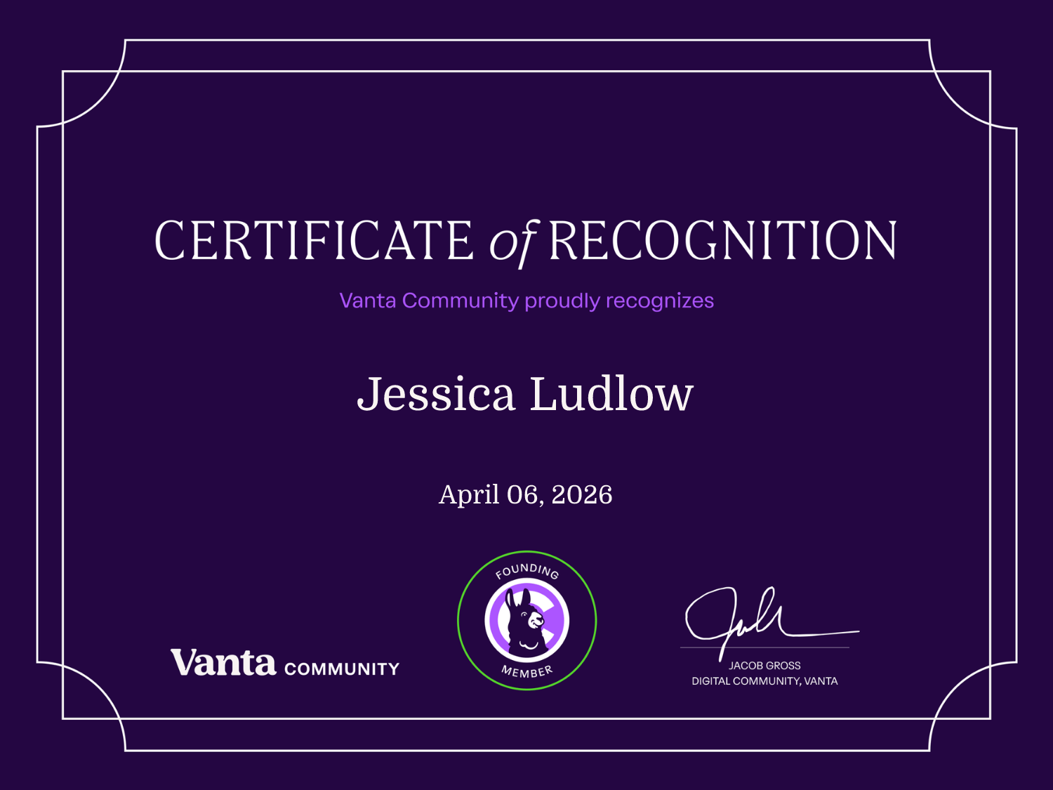 Founding Member Certificate
