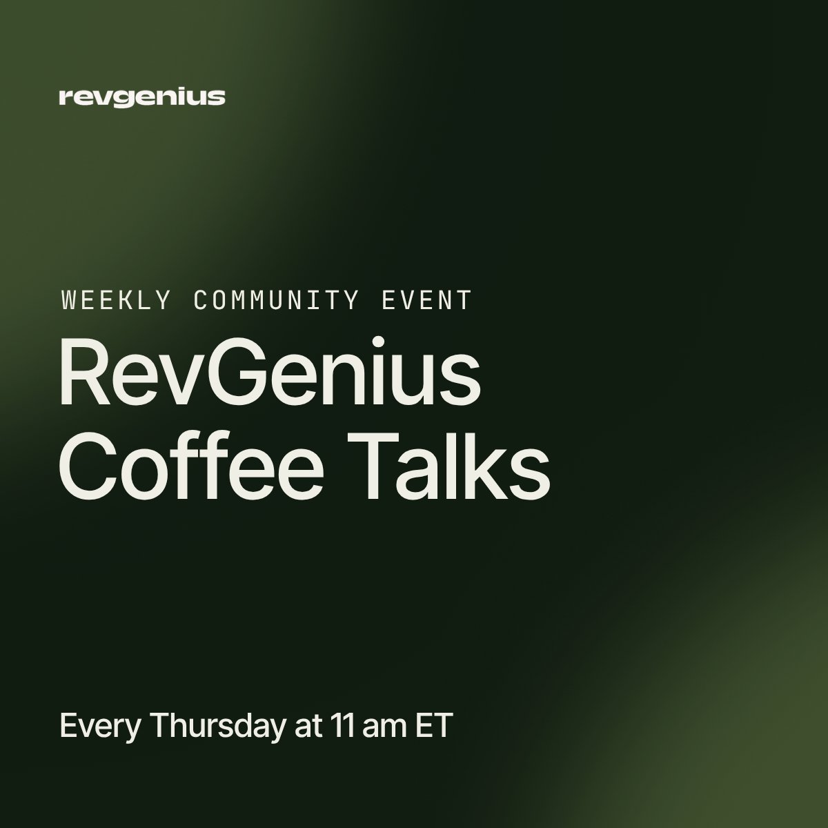 RevGenius Coffee Talks (Weekly)