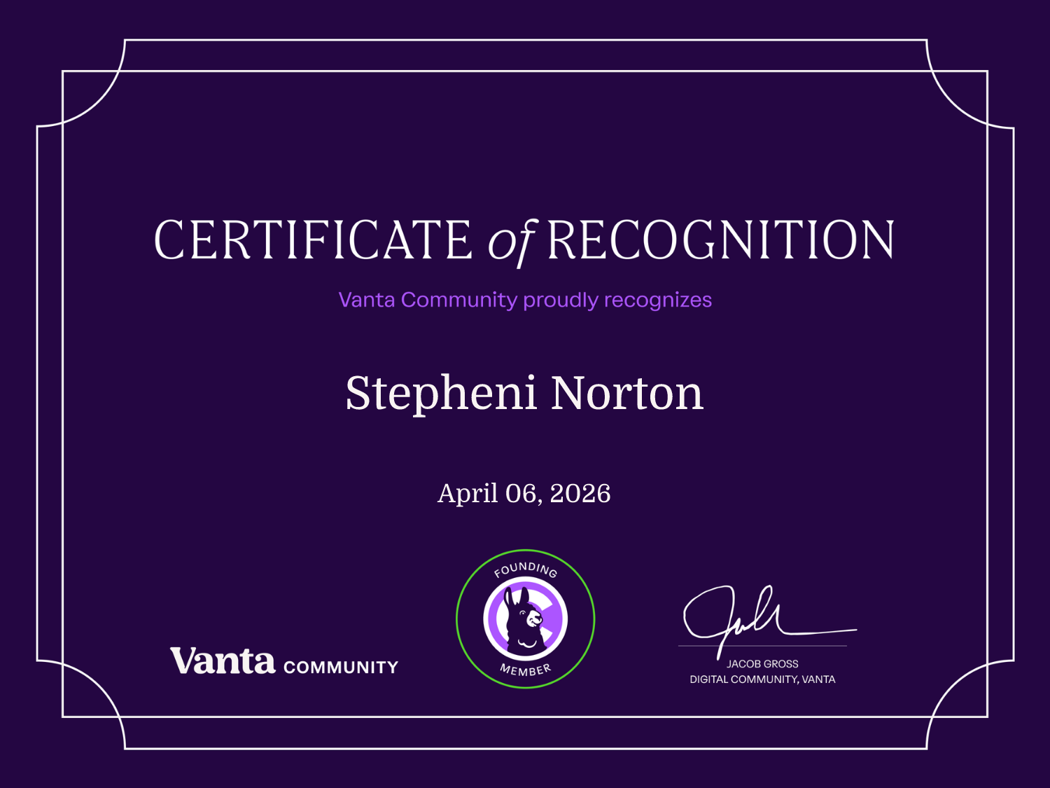 Founding Member Certificate