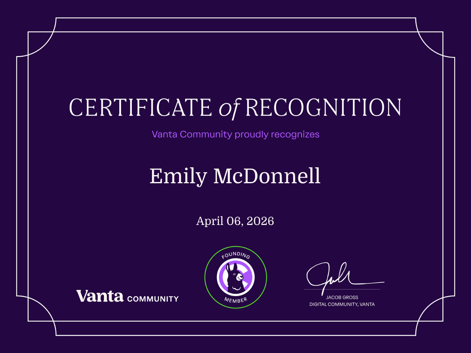 Founding Member Certificate