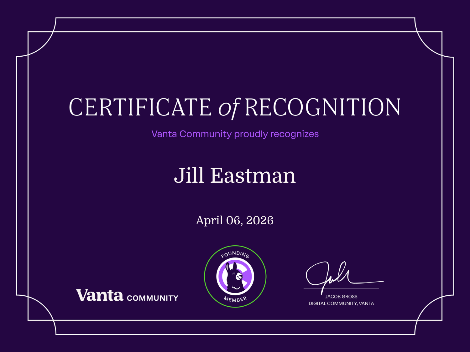 Founding Member Certificate