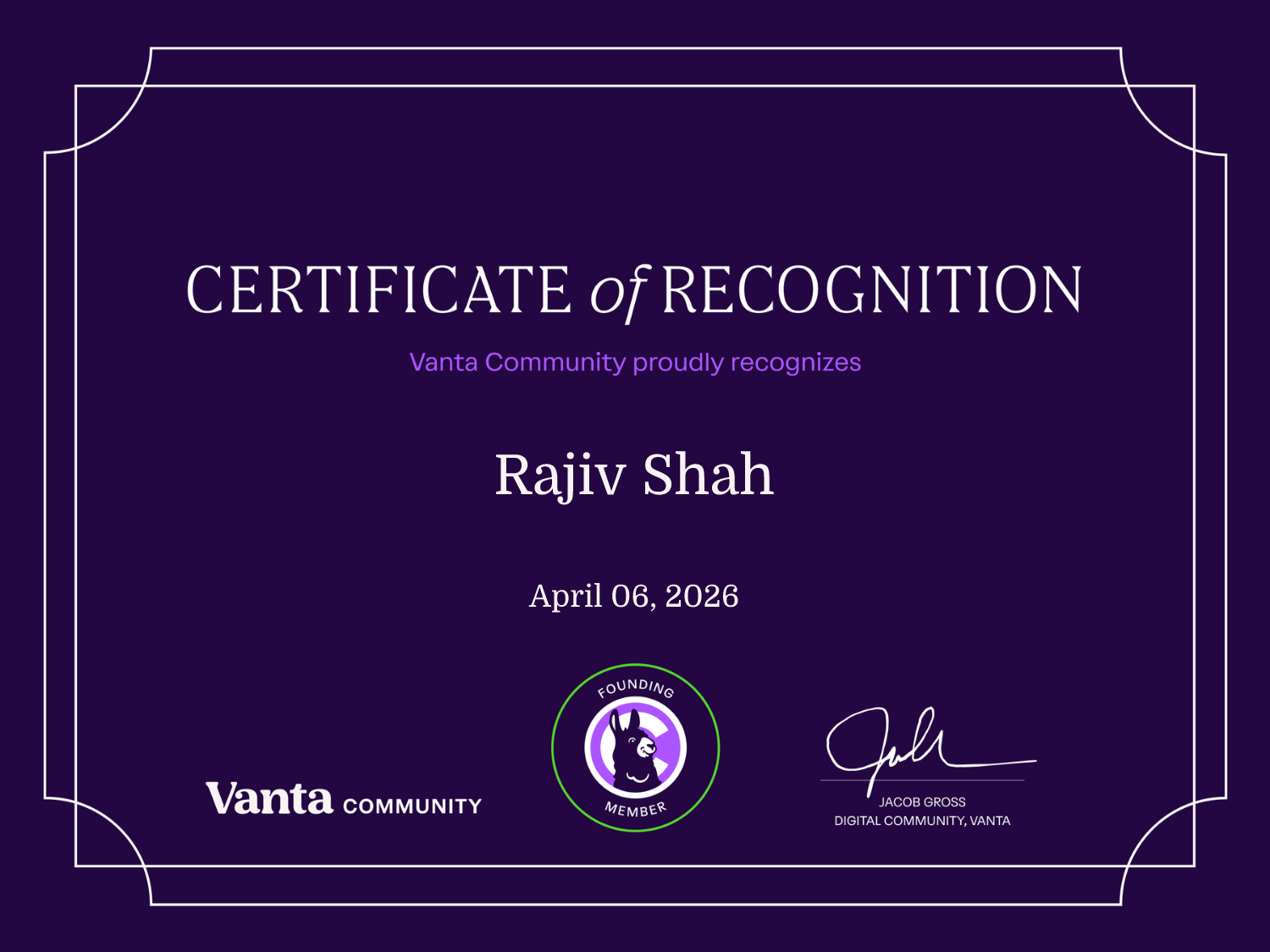 Founding Member Certificate