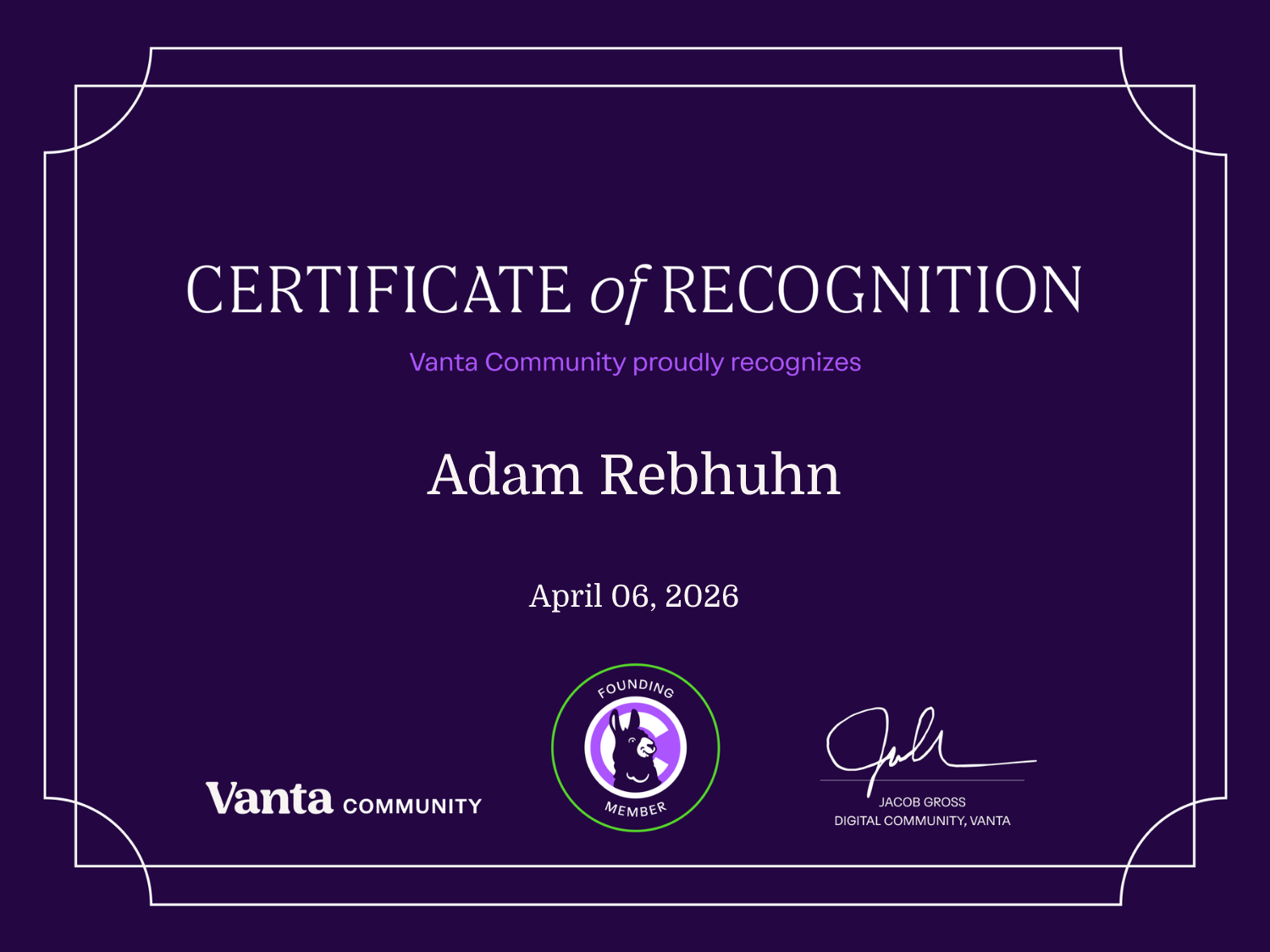 Founding Member Certificate