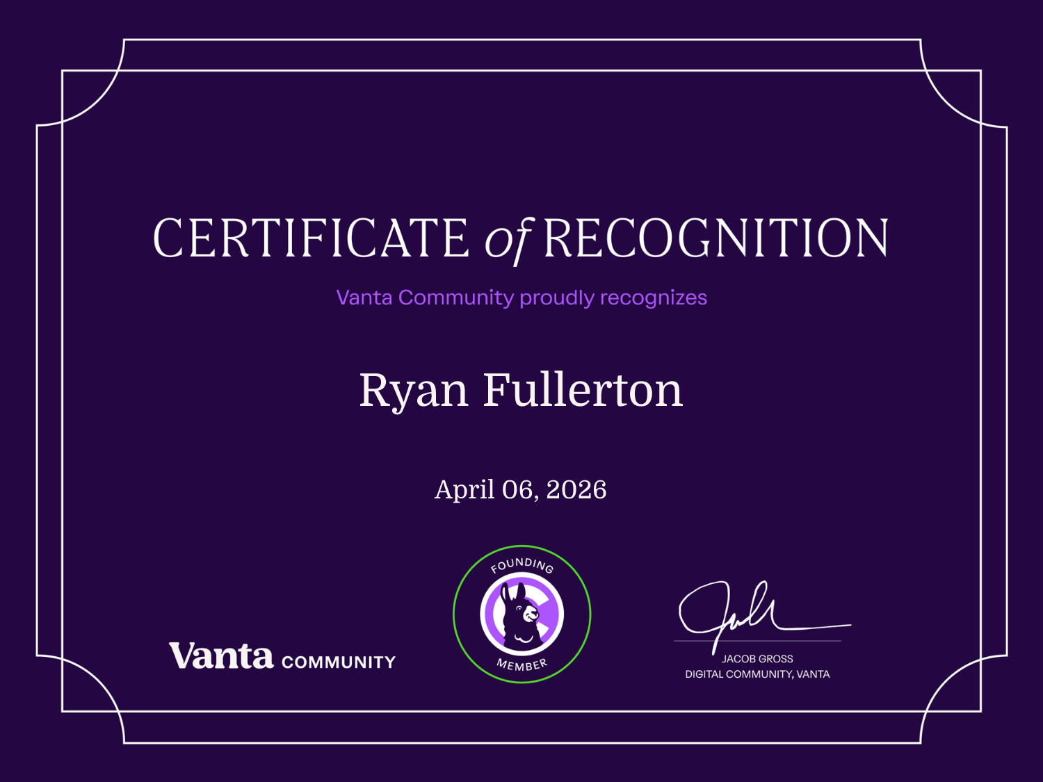 Founding Member Certificate